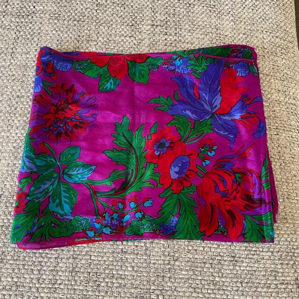 Vintage Liz Claiborne 80's Vintage Tie/Scarf Rich Purple Green 10x52” 100% silk